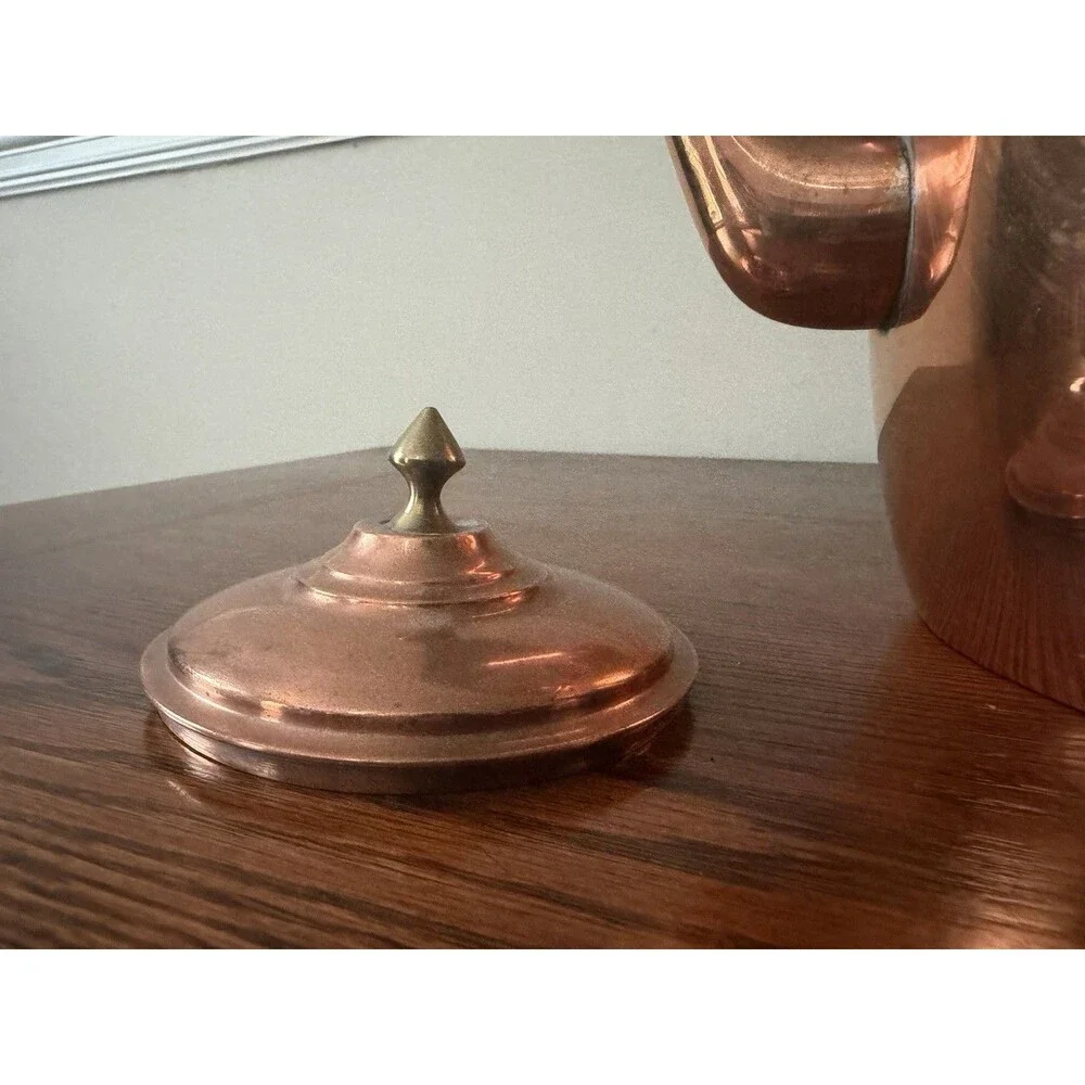 Antique Copper & Brass Large Coffee Tea Pot Kettle Brewing Teapot